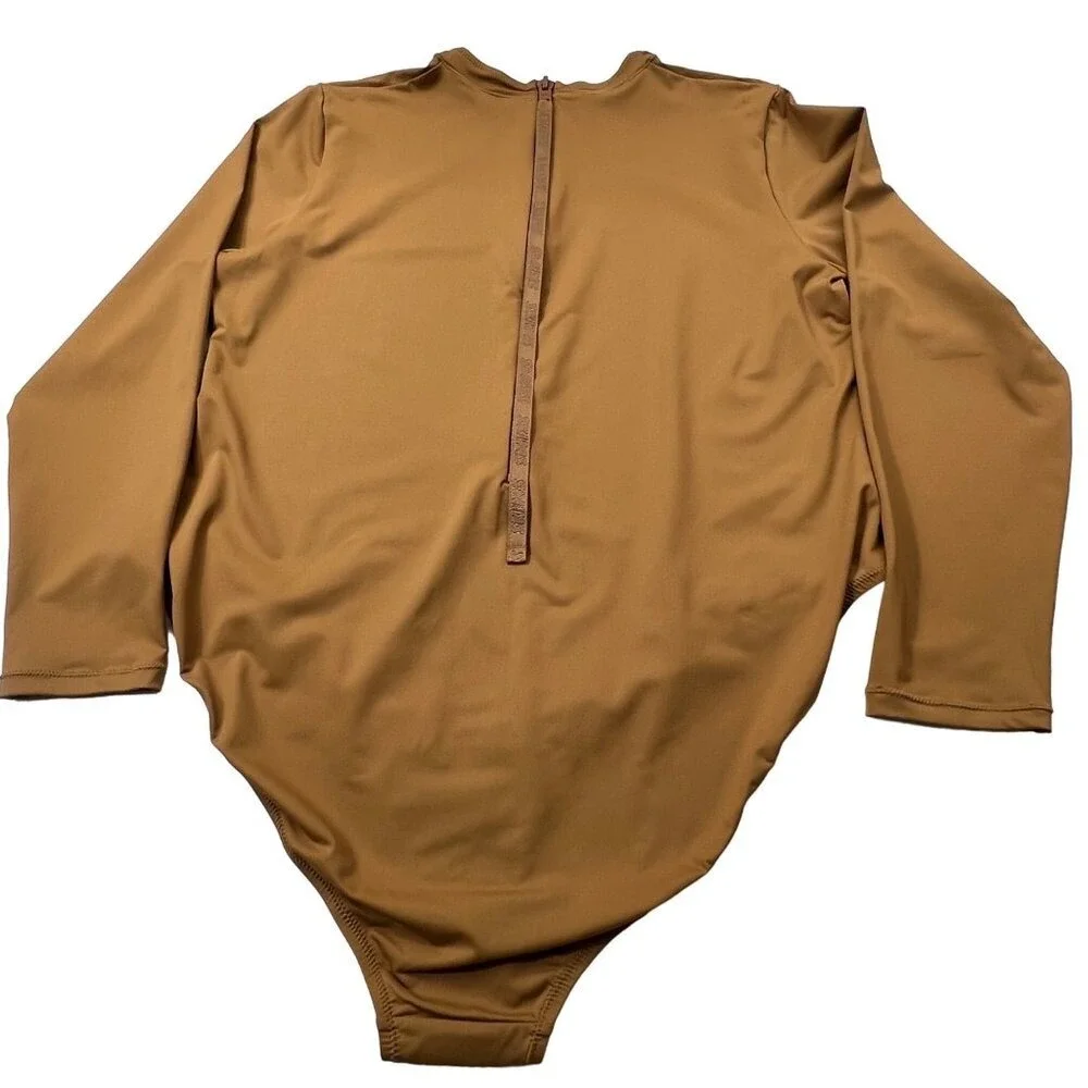 SKIMS Swim Long‎ Sleeve One Piece Almond Womens 4X